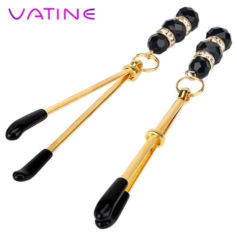 Vatine 1 Pair Nipple Clamps With Jewelry Clit Clamp Adjustable Breast