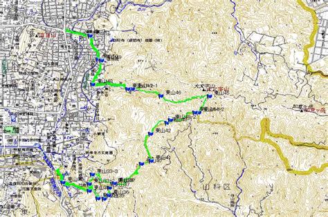 京都一周トレイル東山コース・中部地図 ふーちゃんの京都デジカメウォーキング