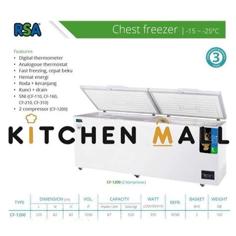 Jual Rsa Cf H Chest Freezer Liter Original Garansi Resmi