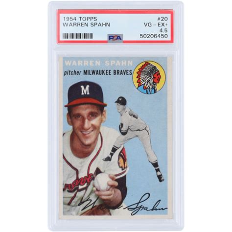 Warren Spahn Milwaukee Braves 1954 Topps 20 PSA Authenticated 4 5 Card