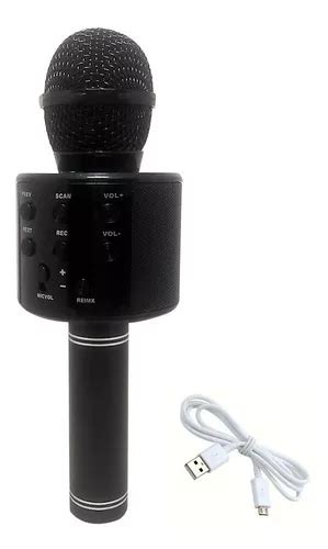 Microfono Karaoke Bluetooth Inalambrico Parlante Efectos Color Negro