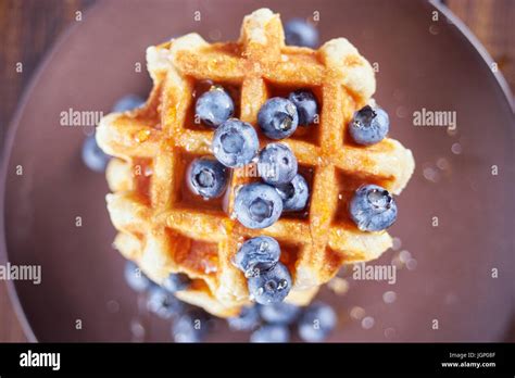 Top View Of Belgian Sweet Waffles Stock Photo Alamy