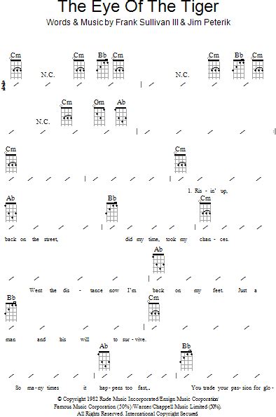 Eye Of The Tiger Ukulele Chords Lyrics Zzounds