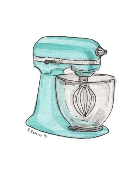 Turquoise Mixer Art Print By Robin Ewers Food Art Painting Bakery