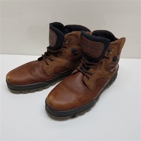 Buy the Ecco Mens Boots Shoes Brown Leather Gore-Tex Latex Hiking Mens ...