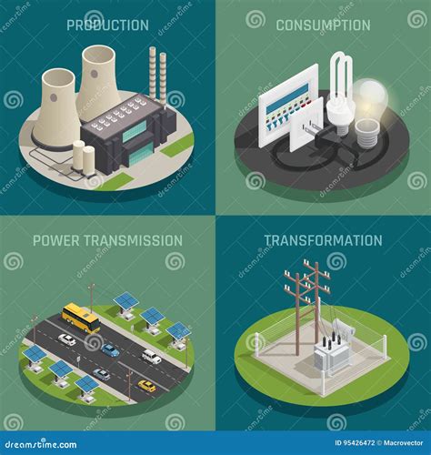 电力4等量象 向量例证 插画 包括有 收集 烟囱 例证 生态 生产 能源 海报 可延续 生成器 95426472