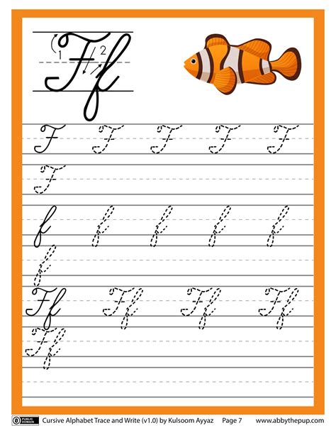 Cursive Alphabet Trace And Write Letter F Free Printable Puzzle Games