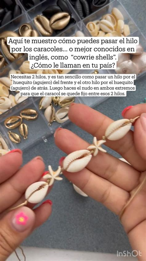 Tutorial de cómo pasar el hilo por los caracoles o cowrie shells