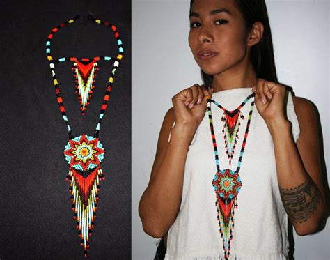 Native American Style Beaded Necklace Huichol Jewelry Seed Bead Necklace Huichol Necklace