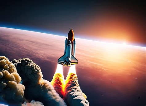 Premium AI Image A Space Shuttle Taking Off From Earth