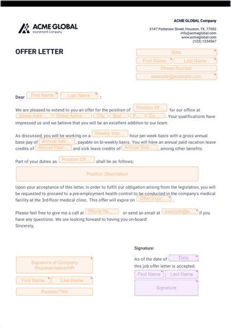 Job Offer Letter Sign Templates Jotform