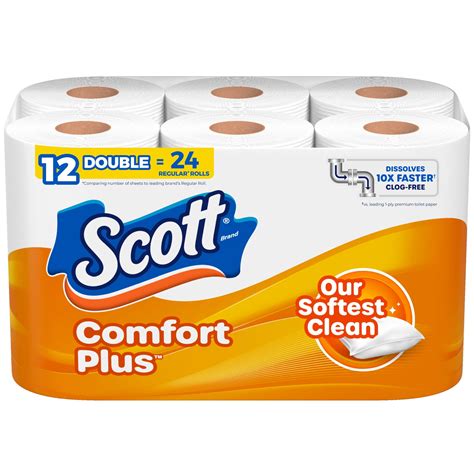 Scott Comfortplus Toilet Paper Dhf10 12 Double Rolls 231 Sheets Per