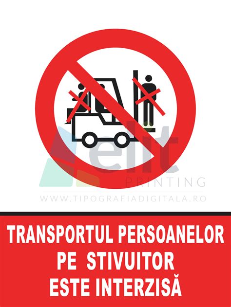 Etichetă Indicator transportul persoanelor pe furca stivuitorului este