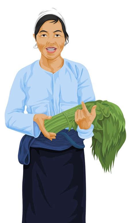 Vector Of Woman Holding Fresh Vegetable Stock Vector Illustration Of