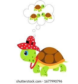 Cute Green Turtle Cartoon Illustration Stock Vector (Royalty Free ...