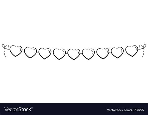 Black Line Hearts Garland String Royalty Free Vector Image