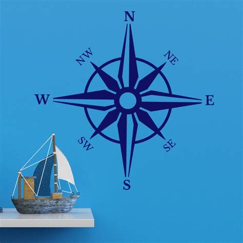 Compass Rose Wall Sticker Nautical Compass Rose Wall Decal Etsy