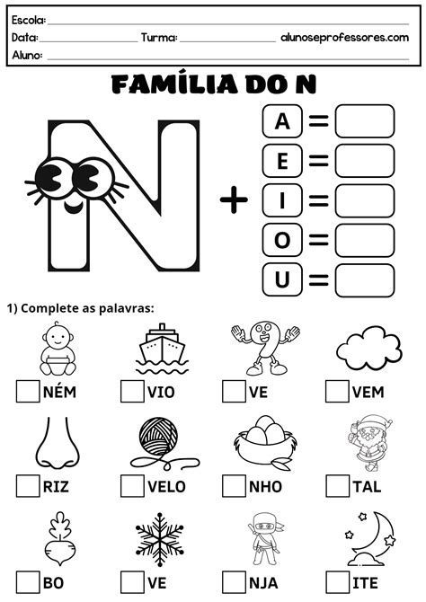 Atividades A Letra N Para Imprimir Alunos E Professores