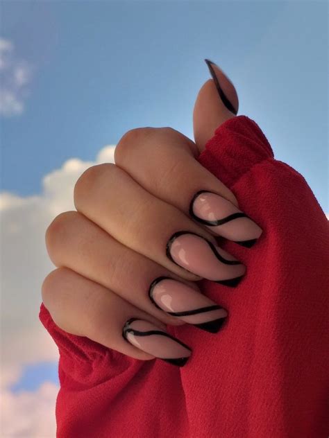 Nails Idea Modern Neutral Modern French French Black Blush