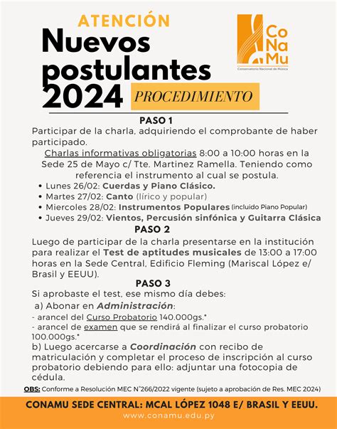 CONVOCATORIA A NUEVOS POSTULANTES 2024 Nivel Académico CONAMU Sede