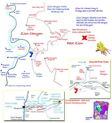 Zion National Park Trails Map - Zion National Park • mappery