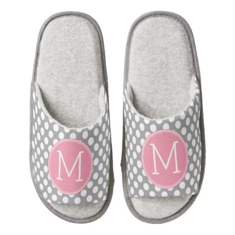 Pastel Pink Gray Polka Dots With Custom Monogram Custom Monogram