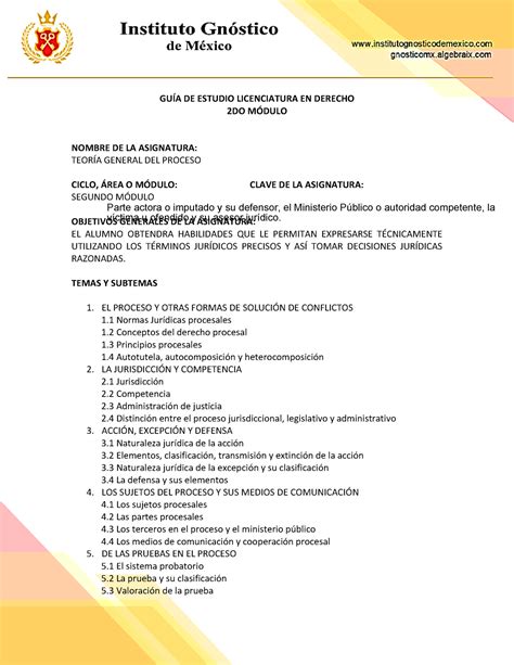 Gu A Teoria General Del Proceso Con Respuestas Gu A De Estudio