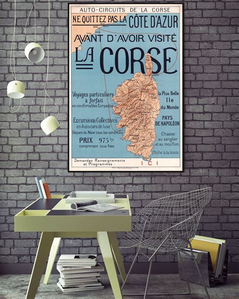 Vintage Map Of Corsica Old Corsica Poster Map Corsica Map Art