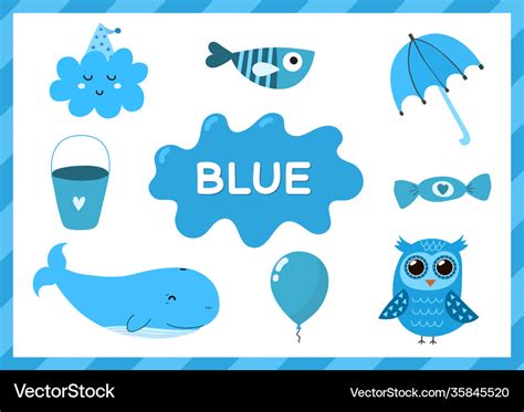 Blue educational worksheet for kids learning Vector Image