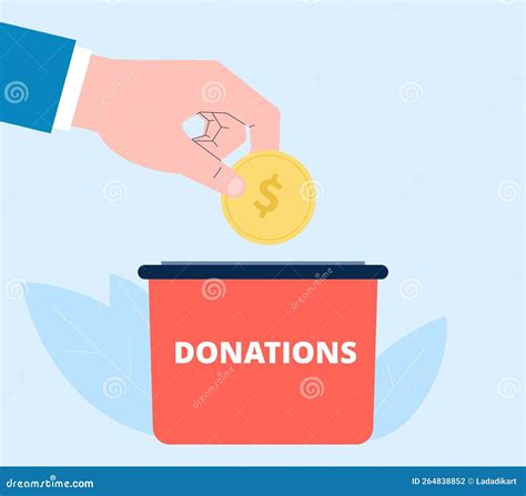 Donate Concept. Donations Worldwide, Hand Putting Coin in Charity Box