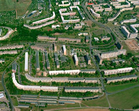 Gera Von Oben Plattenbau Hochhaus Wohnsiedlung In Gera Im