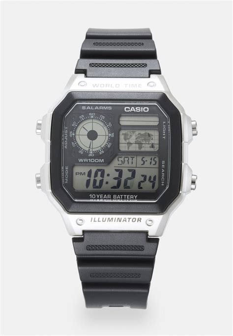 Casio Unisex Digital Watch Blacksilver Colouredblack Uk