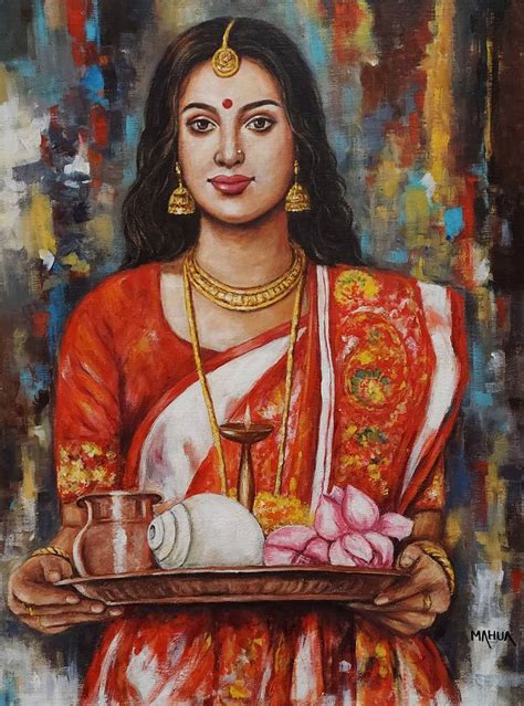 Traditional Bengali Indian Lady In Saree Art Print Ph