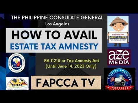 Estate Tax Amnesty Webinar Hosted By Philippine Consulate Los Angeles