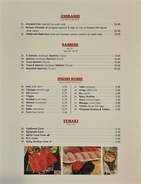 Menu At Kos Sushi Langley Restaurant Langley Township