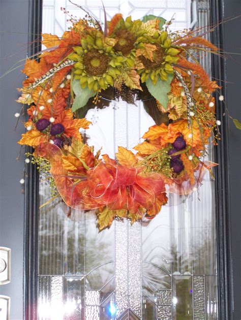 Fall Wreath Made From Silk Flowers On A Grapevine Base Fall Wreaths