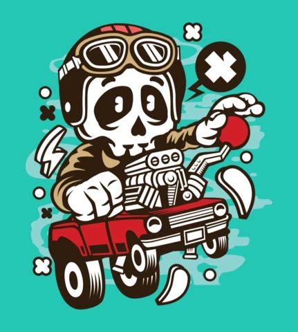 Plantilla De Dise O De P Ster De Personaje De Dibujos Animados De Calavera De Hot Rod Modelo