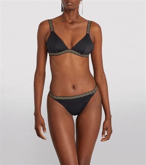 Womens Versace Black Greca Triangle Bikini Top Harrods Us