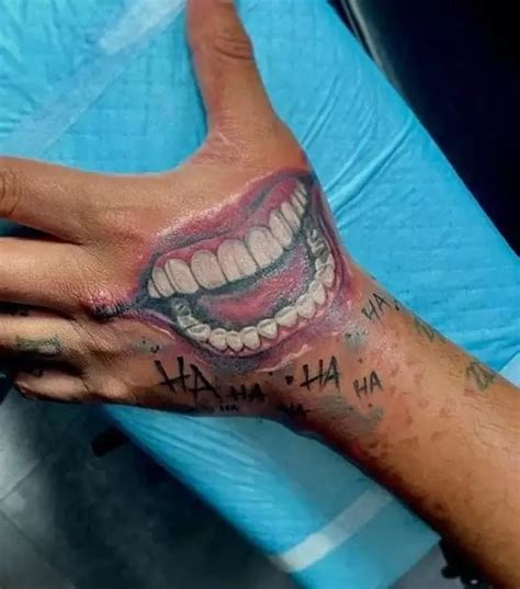 Joker Smile Hand Tattoo Drawing