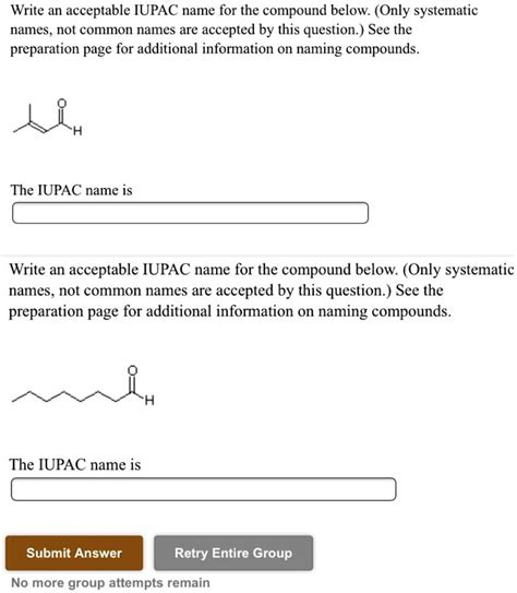 Write An Acceptable Iupac Name For The Compound Below Only Systematic