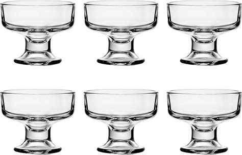 Binsakao Glass Ice Cream Bowl Set Of 6 Small Clear Mini Footed Dessert Cups For