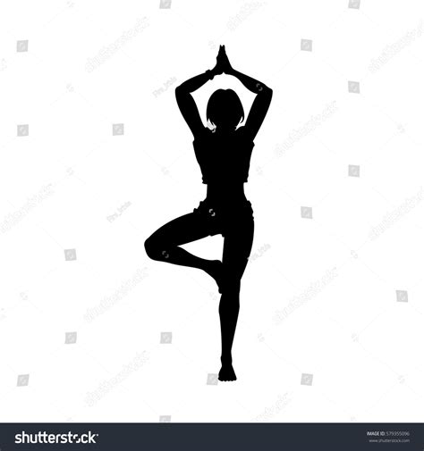 Silhouette Girl Yoga Pose Stock Vector (Royalty Free) 579355096 | Shutterstock