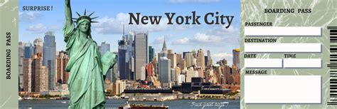 Printable NEW YORK City Surprise Trip Gift Ticket Boarding Etsy