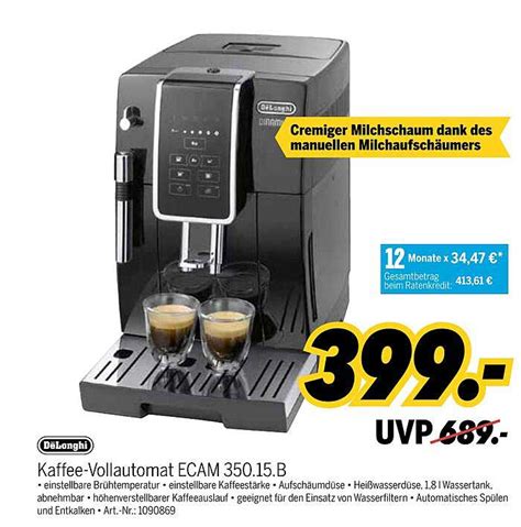 Delonghi Kaffee Vollautomat Ecam B Angebot Bei Medimax