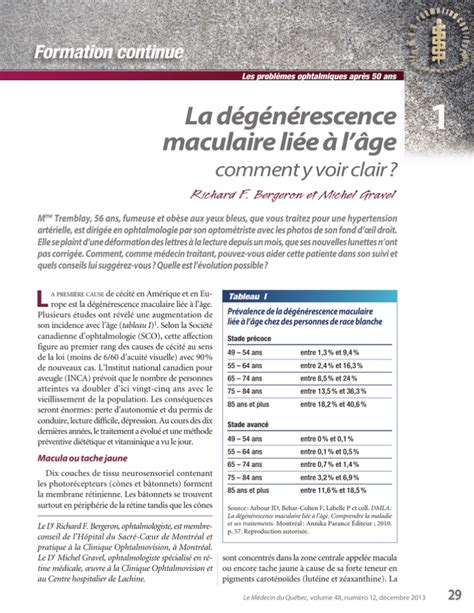 La D G N Rescence Maculaire Li E L Ge Comment Y Voir Clair