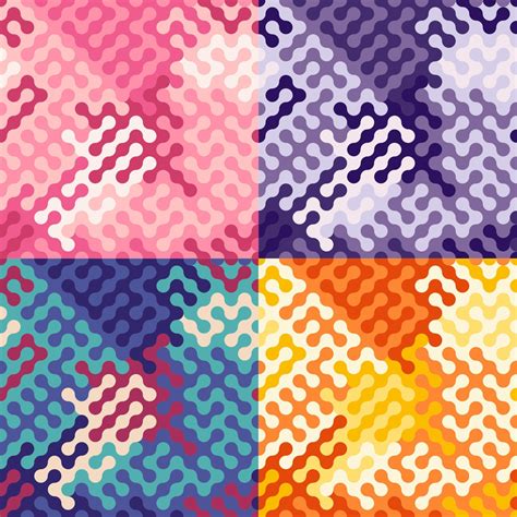 Set Of Abstract Geometric Seamless Patterns With Fractal Ornament