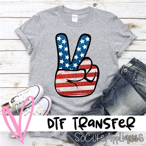 American Flag Peace Sign Dtf Transfer Socuteappliques Net