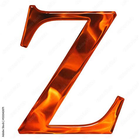 Lowercase Letter Z The Extruded Of Glass With Pattern Flame I Stock