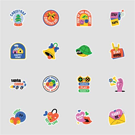 Cute Typographic Alphabets Flat Style Stickers 39215358 Vector Art at ...