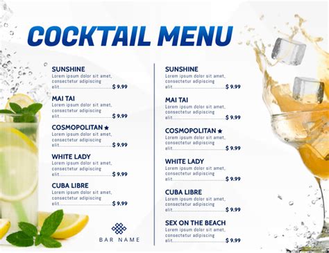 Cocktail Menu Templates Customize For Free Postermywall